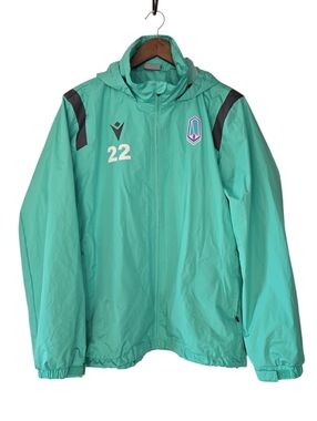MACRON Pacific FC Soccer Winderbreaker Jacket In Mint Green Like-New Large